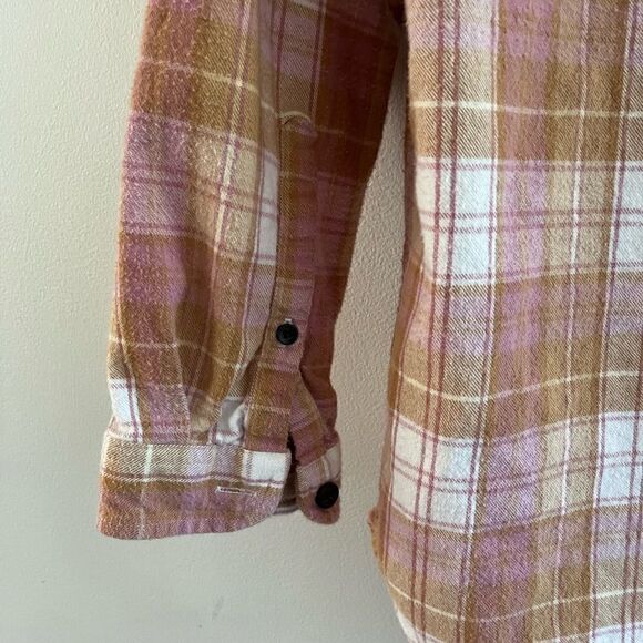 L.L.Bean Signature Cotton Flannel Shirt Pink Gold Plaid XS Cozy Cabin Soft - Picture 5 of 6